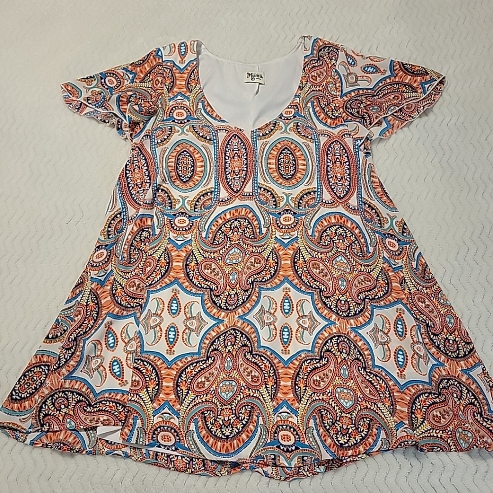 Show Me Your MuMu Womens Multicolor V Neck Short Sleeve Mini Dress Size Small